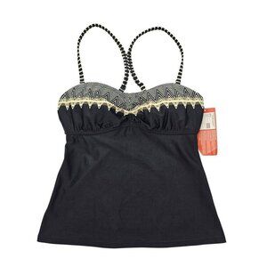 Athleta Gardenia Grove Maritza Bandeau Tankini Womens Size 32 B/C Black Cream